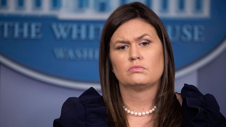 Sarah Huckabee Sanders conducts a news conference at the White House August 22, 2018 in Washington, DC