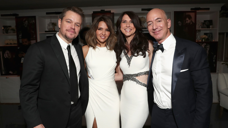 Matt Damon, Luciana Damon, MacKenzie Scott, and Jeff Bezos