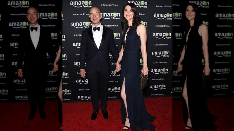 Jeff Bezos and MacKenzie Scott holding hands