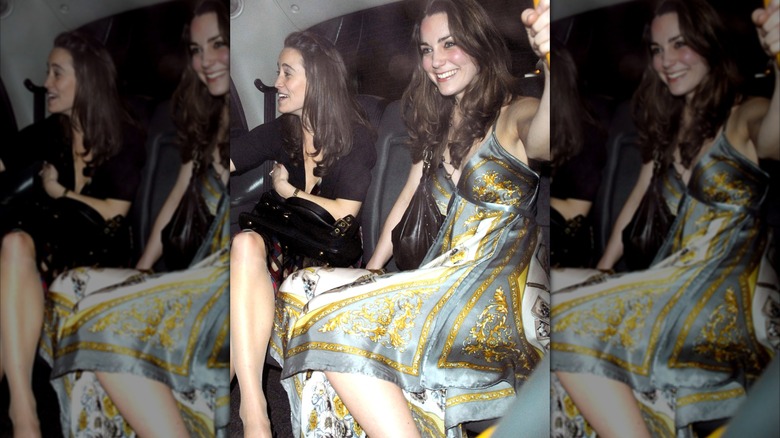 Kate and Pippa Middleton in a car