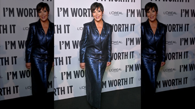 Kris Jenner is a sequin blue coat