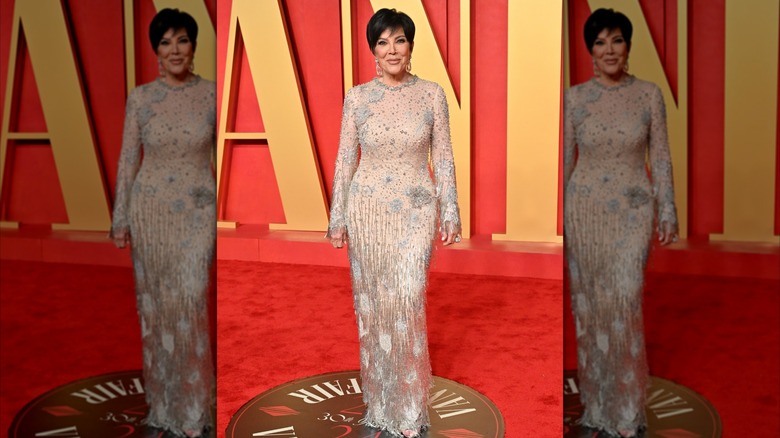 Kris Jenner wears a shimmery dress
