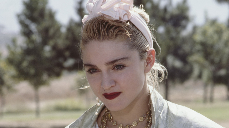 Madonna looking serious