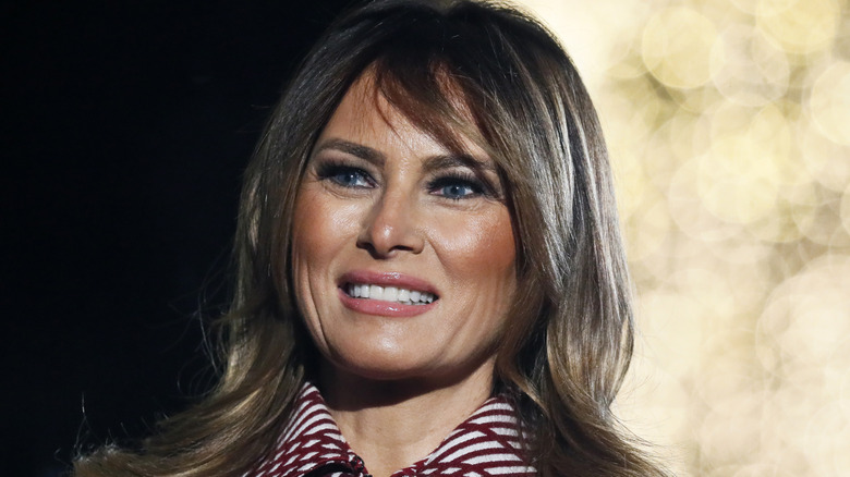 U.S. first lady Melania Trump attends the 97th Annual National Christmas Tree Lighting Ceremony in President's Park on December 5, 2019 in Washington, DC (2019)