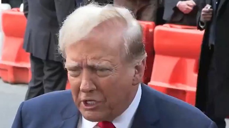 Donald Trump talks to reporters in New York City on April 25, 2024 (2024)