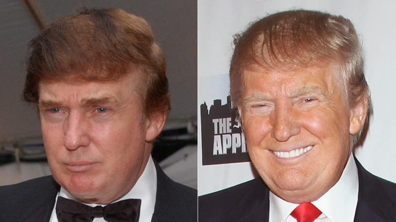 Donald Trumps attend the Costume Institute Benefit Dance "Party of the Year" at Metropolitan Museum of Art in New York City on April 28, 2003 (2003); Donald Trump attends "The Celebrity Apprentice" season finale at Trump Tower on February 16, 2015 in New York City (2015)