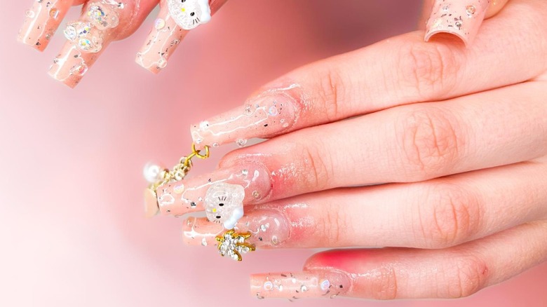 Hello Kitty pierced nails
