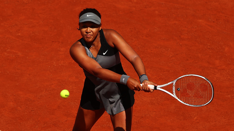 Naomi Osaka competing at the French Open 2021