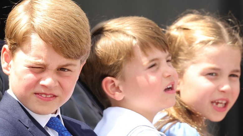 The Cambridge kids waving during the Trooping the Colour event