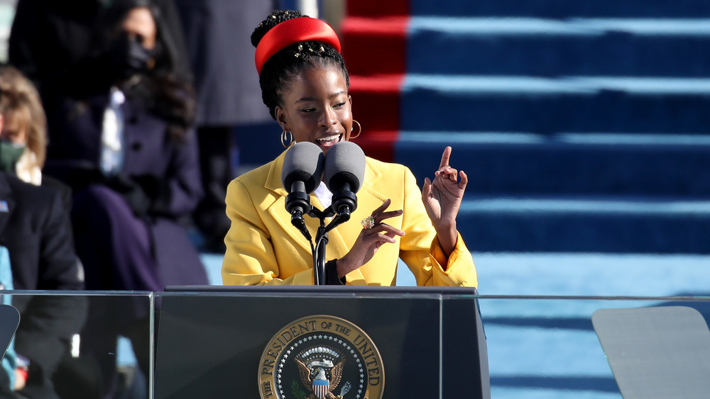 Amanda Gorman reciting her poem at Joe Biden's Inauguration