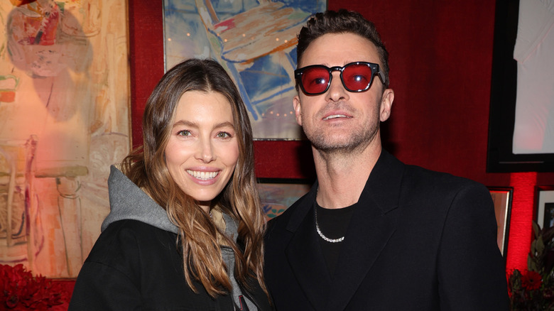 Jessica Biel and Justin Timberlake attend Justin Timberlake's 'EVERYTHING I THOUGHT IT WAS' Album Release Party at Dan Tana's on March 14, 2024 in West Hollywood, California.