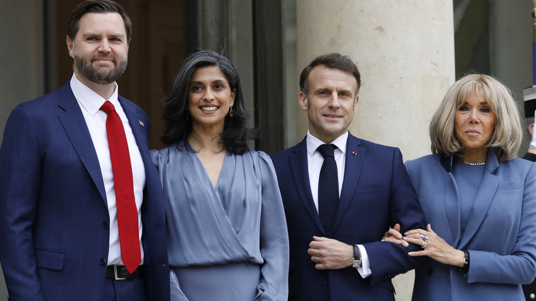 JD and Usha Vance with Emmanuel and Brigitte Macron