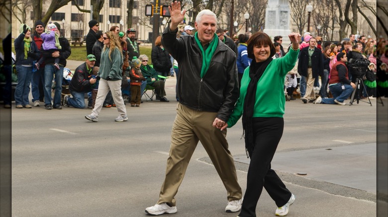 Mike Pence and Karen Pence celebrating St. Patrick's Day