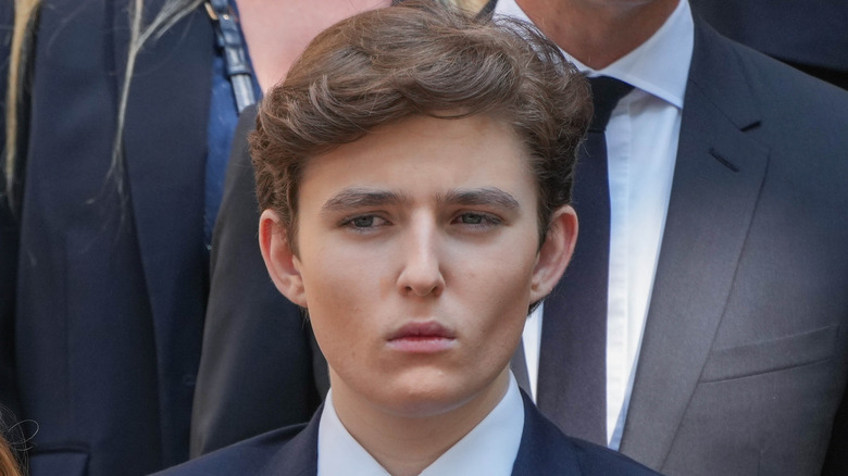 Barron Trump scowling