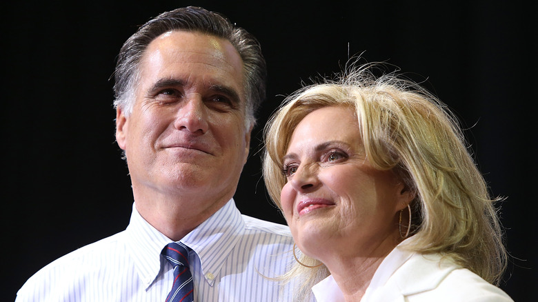 Mitt and Ann Romney closeup at a campaign rally