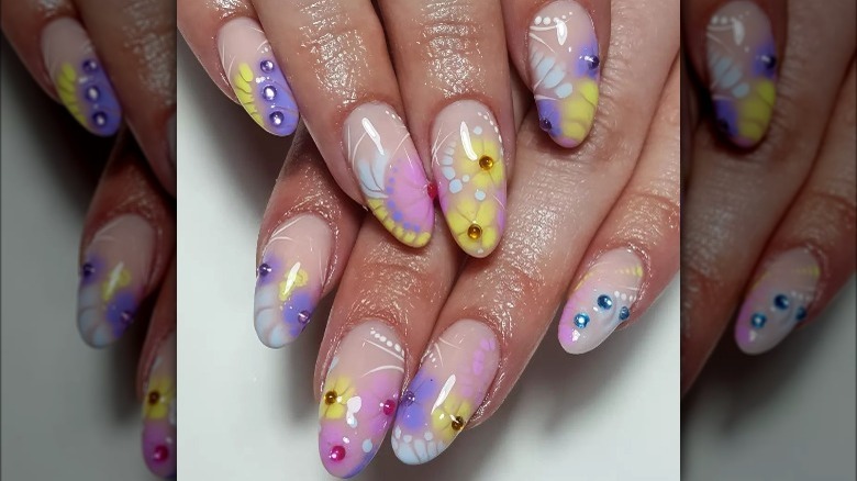 Floral Polly Pocket nail design