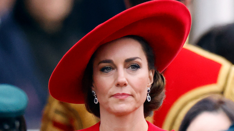 Kate Middleton wearing red hat