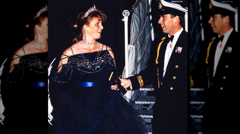 Sarah Ferguson and Prince Andrew attend a Naval staff dinner in Australia 1988