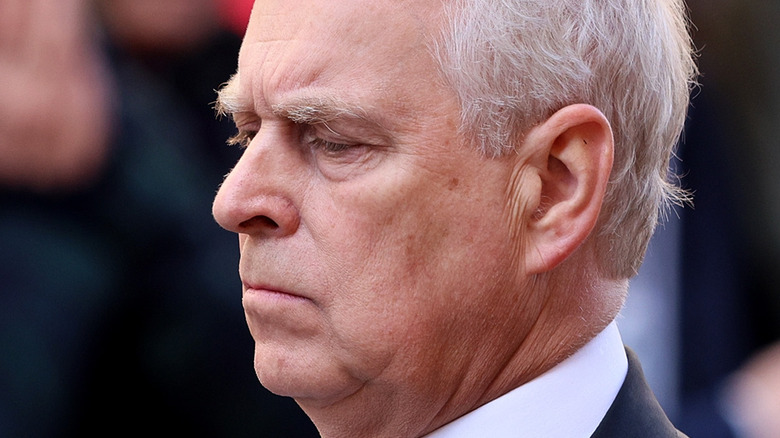 Prince Andrew looking down