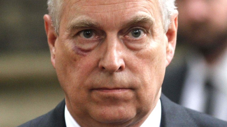 Prince Andrew looking glum