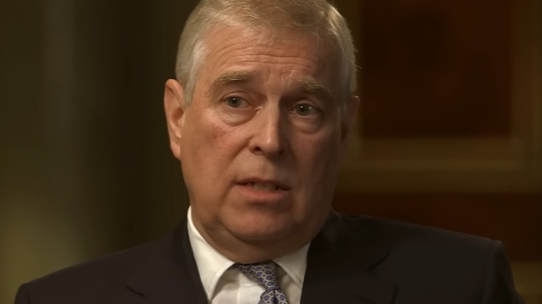 Closeup of Prince Andrew during "Newsnight" interview