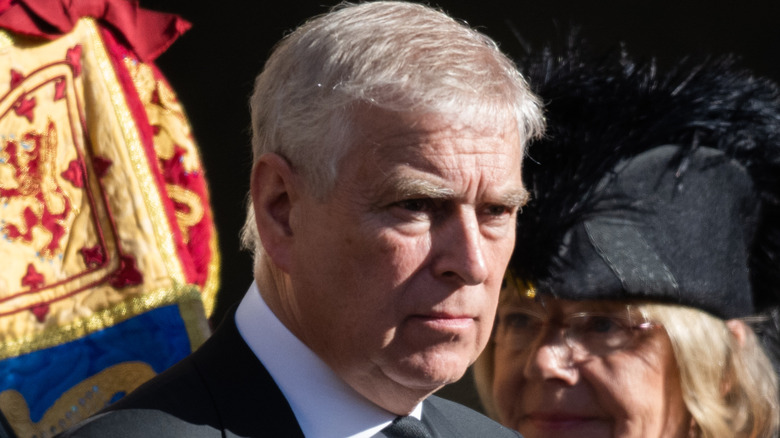 Closeup of Prince Andrew in crowd