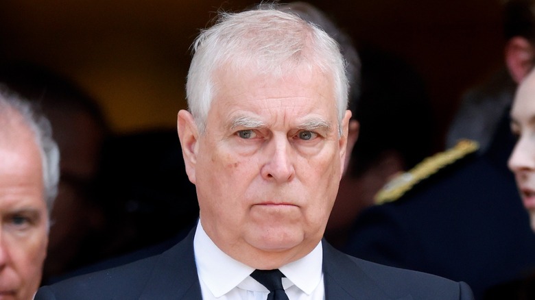 Prince Andrew attends the funeral for Katherine, Duchess of Kent in London, England (2025)