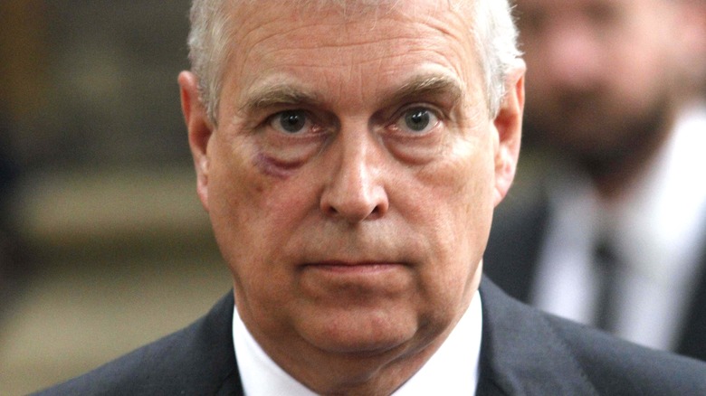 Prince Andrew with serious expression