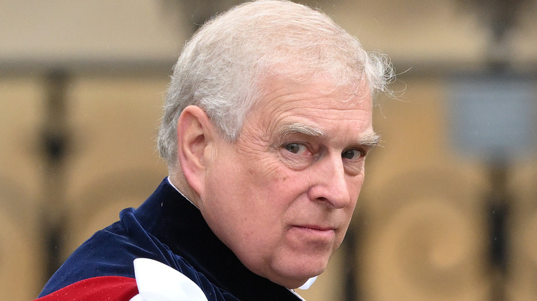 Prince Andrew looking serious