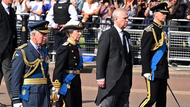 Prince Andrew walking without uniform at Queen Elizabeth II's funeral