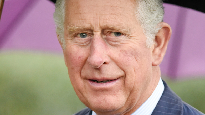 Prince Charles holding umbrella