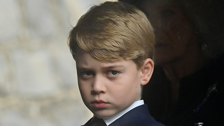 Prince George of Wales is seen arriving at St George's Chapel at on September 19, 2022 in Windsor, England (2022)