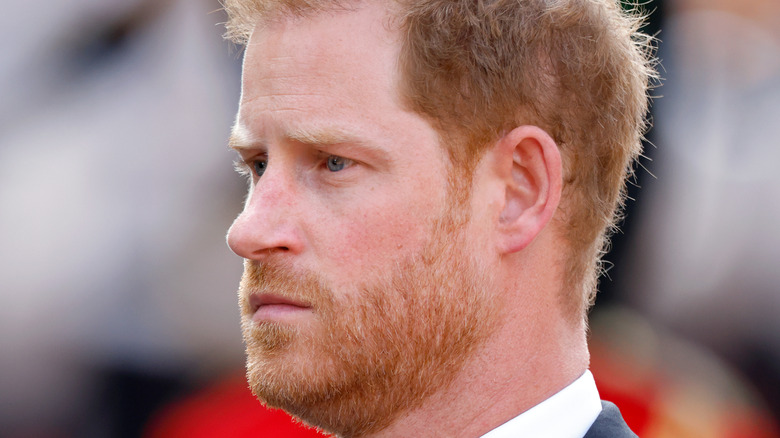 Prince Harry walking behind Queen Elizabeth's coffin