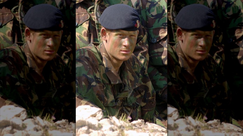 Prince Harry wearing military garb.
