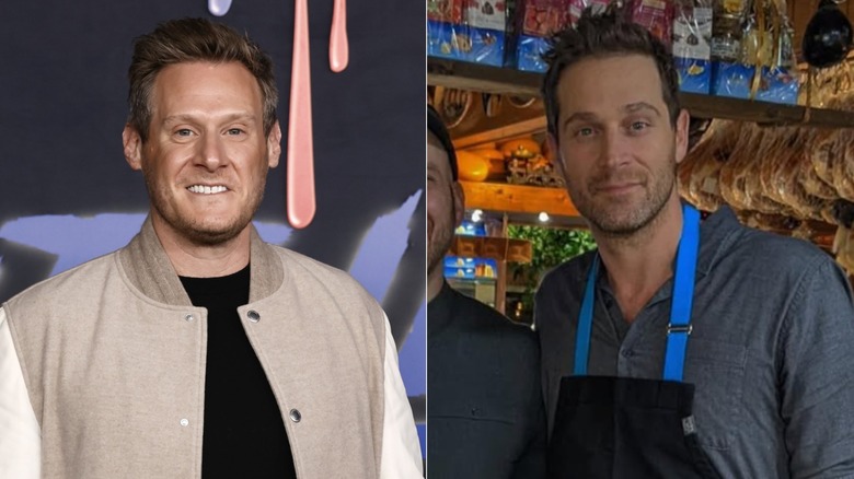 Trevor Engelson smiling; Cory Vitiello with a small, closed-mouth smile