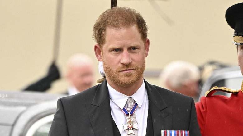 Prince Harry in the rain 