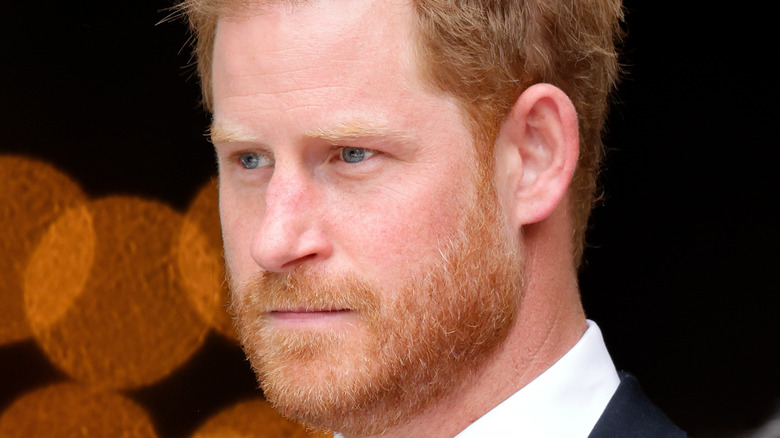 Close up of Prince Harry looking serious