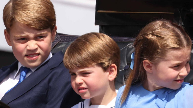 George, Louis, and Charlotte in carriage 