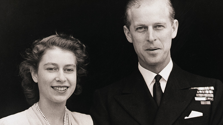 A young Elizabeth with Philip