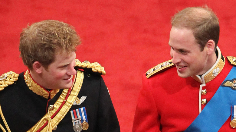 Prince William and Prince Harry on the wedding day
