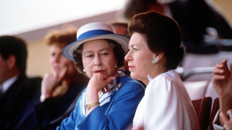 Queen Elizabeth II and Princess Margaret photographed in 1988
