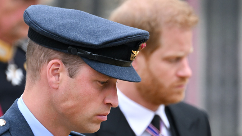 Prince William and Harry at the queen's funeral