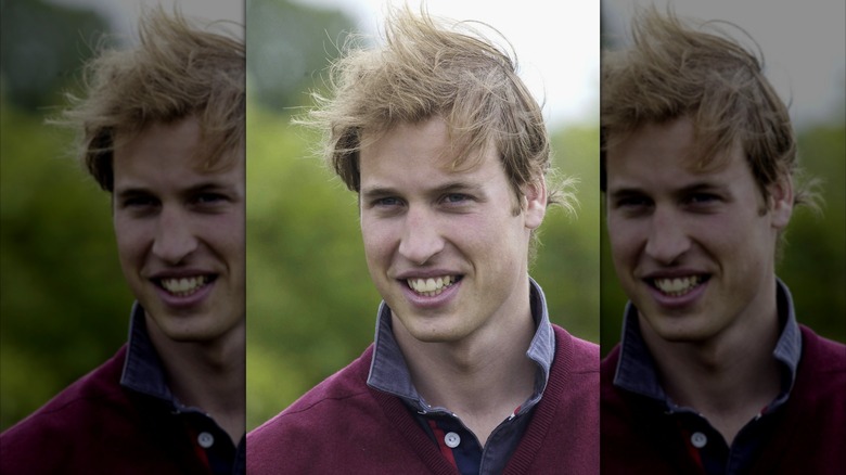 Prince William smiling with tousled hair at Duchy Home Farm (2004)