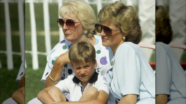 Princess Diana watching a polo match with Prince William (1989)