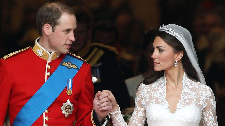 William and Catherine, Prince and Princess of Wales, looking into each other's eyes on their wedding day (2011)