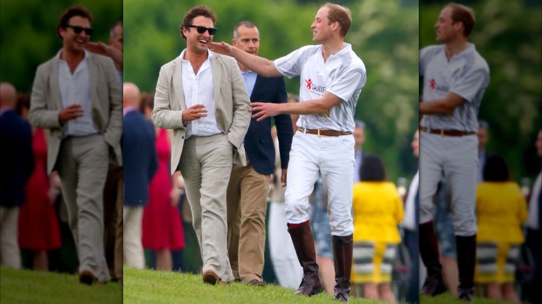 Thomas van Straubenzee and Prince William laughing after a polo match