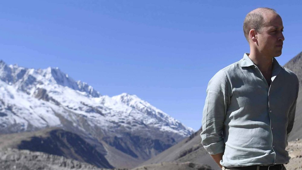 Prince William in front of a glacier