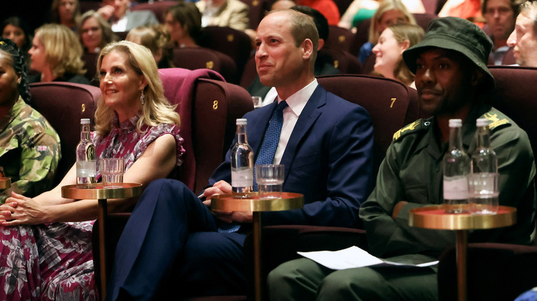 Sophie, Duchess of Edinburgh and William, Prince of Wales watching a documentary