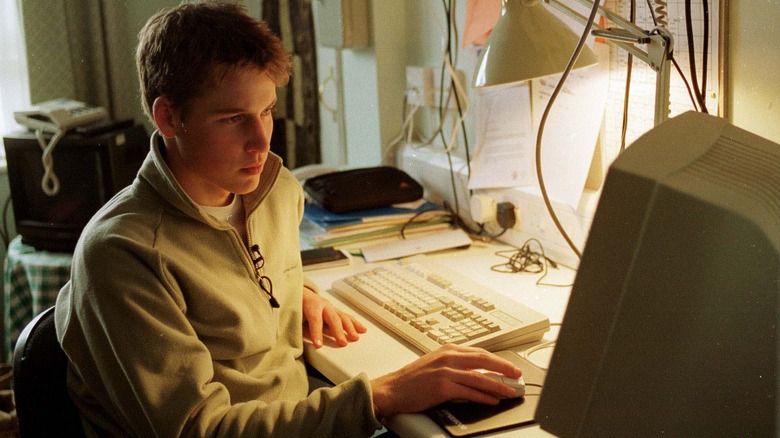 Young Prince William using a computer