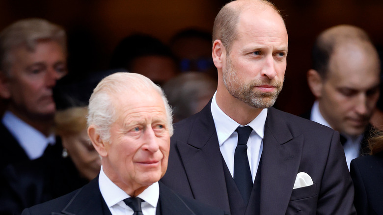 King Charles III and William, Prince of Wales at the September 2024 funeral of Katharine, Duchess of Kent